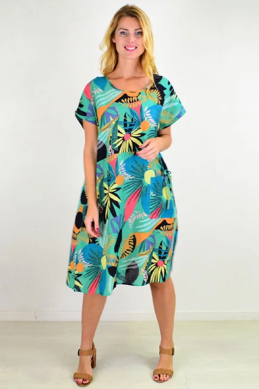 Flowers in Summer Shift Pocket Tunic Dress Trendy unclassified dresses