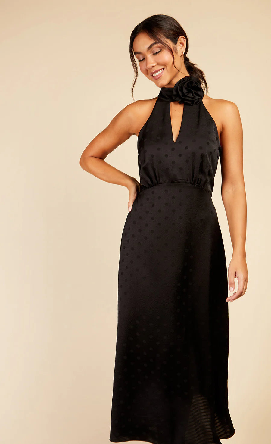 Lorna Rosette Midaxi Dress (Black Spot Print) High-end unclassified dresses