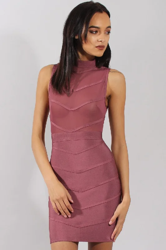 Purple High Neck Sheer Bandage Dress -Nadia Summer unclassified dresses