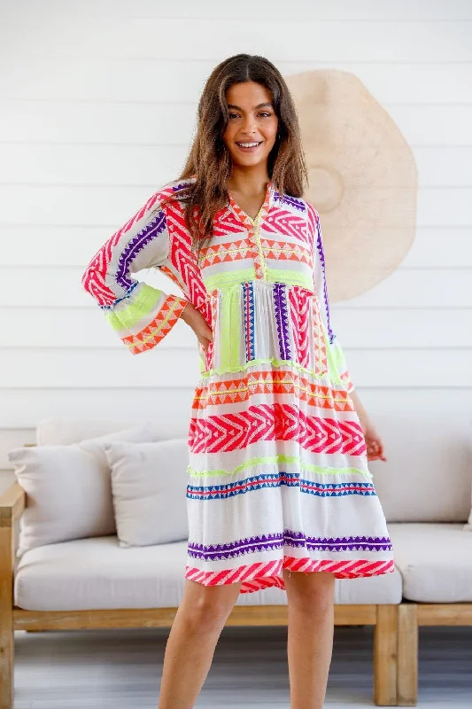 Mediterranean boho dress neon Chic unclassified dresses