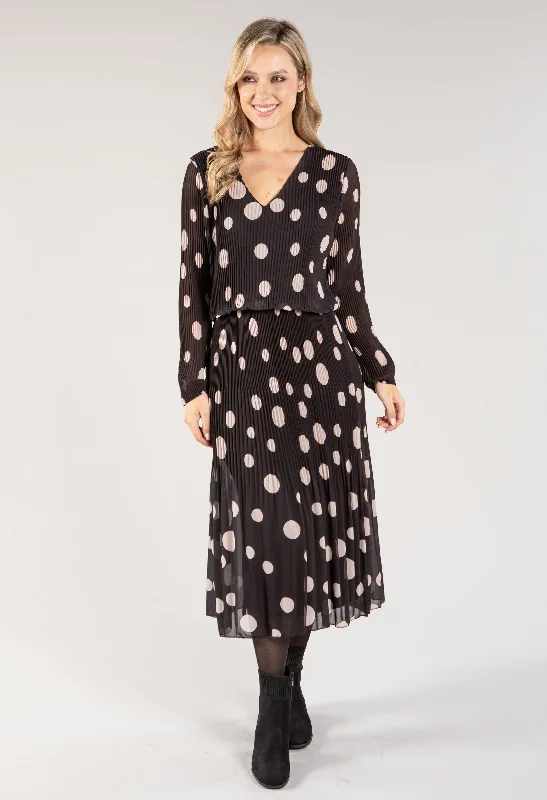 Polka Dot Plisse Pop Over Dress Winter unclassified dresses