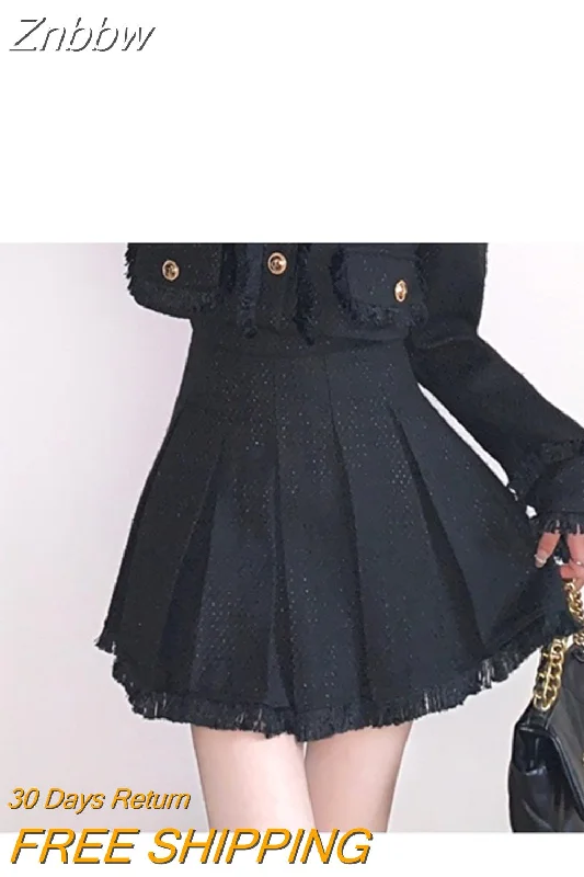 Znbbw Fall Small Fragrance Vintage Two Piece Set Women Top Short Jacket Coat + Mini Skirts Sets Sweet 2 Piece Suits