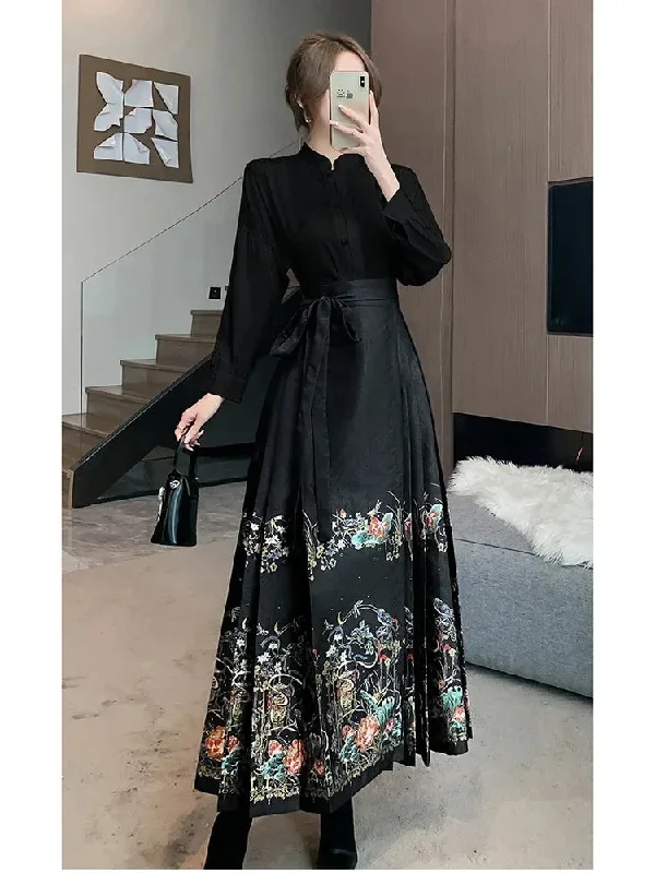 Znbbw Women Spring Autumn 2024 New Weaving Gold Imitation Makeup Chinese Style New Chinese High Grade Horse Face Skirt D5321