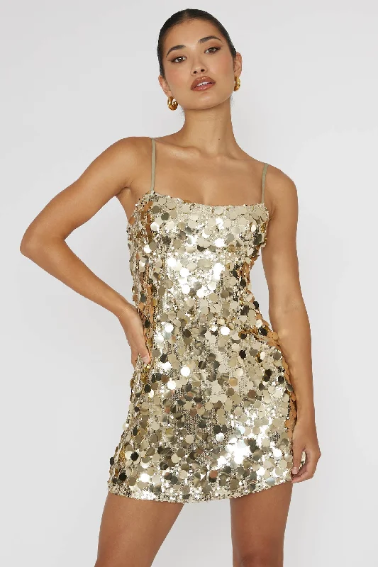 Axel Sequin Mini Dress Gold