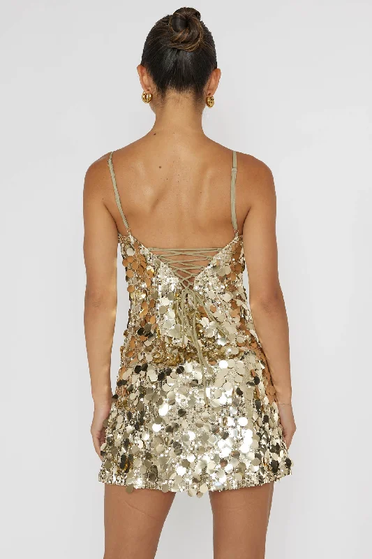 Axel Sequin Mini Dress Gold