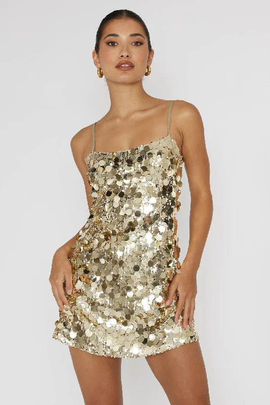 Axel Sequin Mini Dress Gold