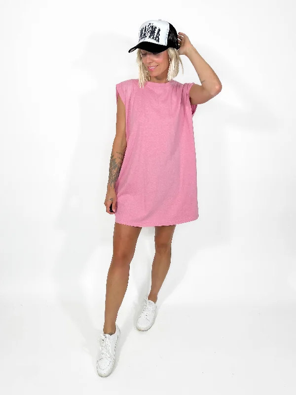 Bianca Washed Mini Dress- BUBBLEGUM