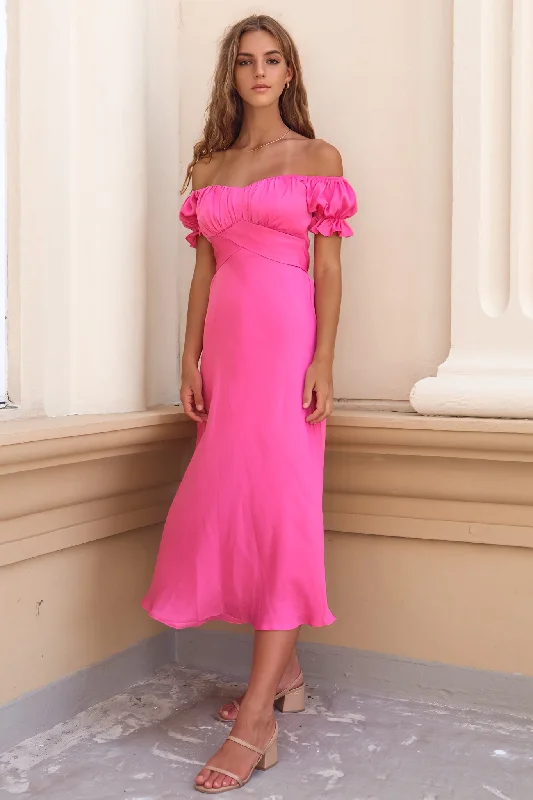 Claudia Midi Dress - Hot Pink