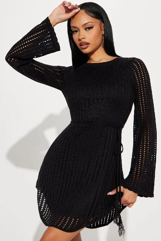 Daydream Crochet Mini Dress - Black