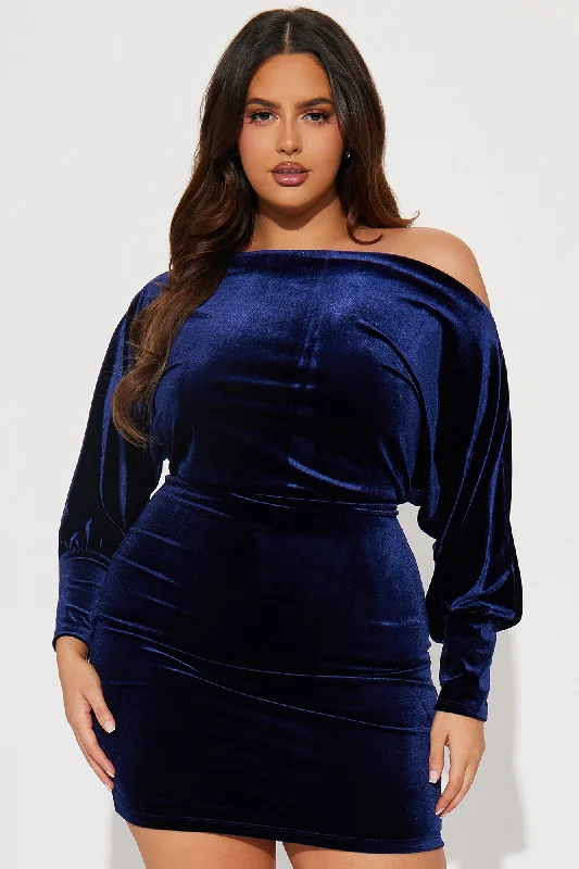 Dolores Velvet Mini Dress - Navy