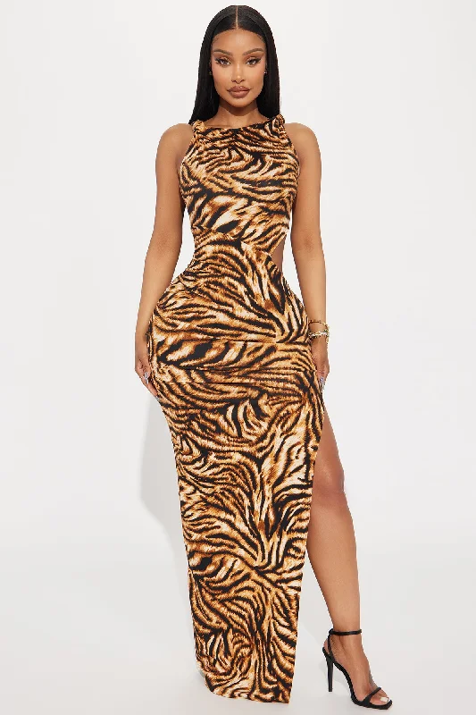 Dont Try Animal Print Maxi Dress - Black/combo