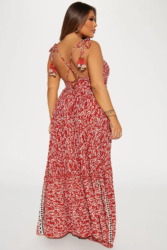 Havana Maxi Dress - Burgundy/combo