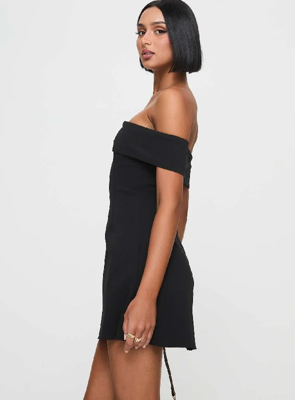 Lanes Off The Shoulder Mini Dress Black