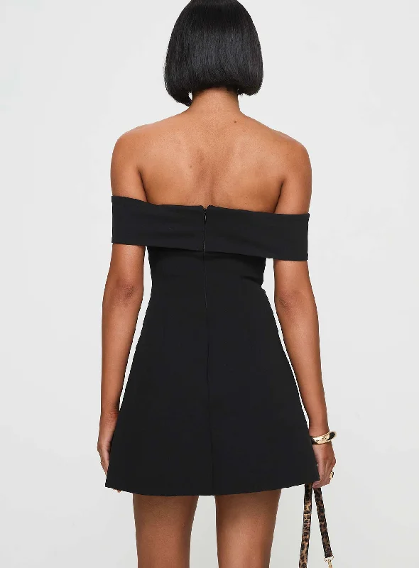 Lanes Off The Shoulder Mini Dress Black