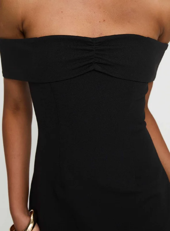 Lanes Off The Shoulder Mini Dress Black