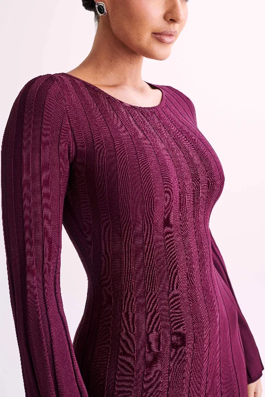 Mabel Long Sleeve Knit Maxi Dress - Plum