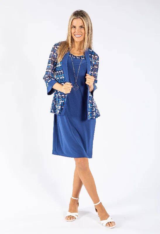 Patterned Jacket and Dress Set