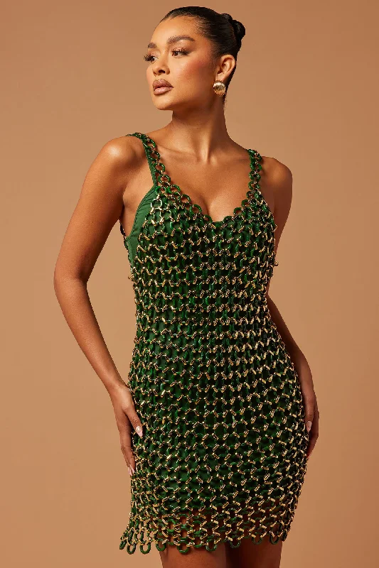 Sloane Chain Mini Dress - Green