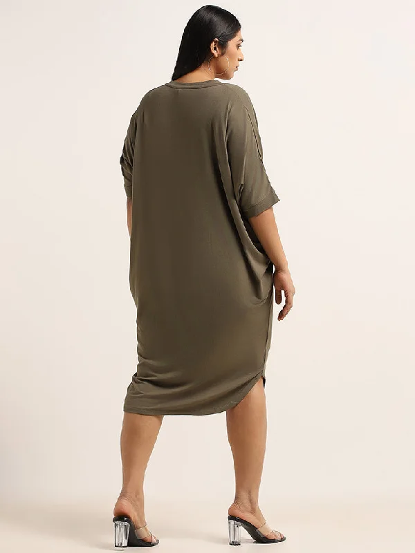 Gia Olive Button-Down Dress