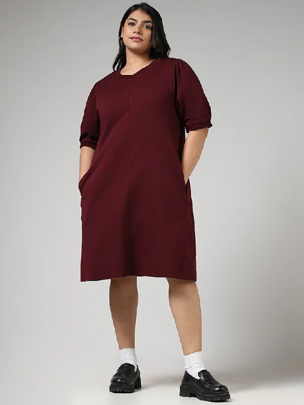 Gia Solid Wine Straight Dress