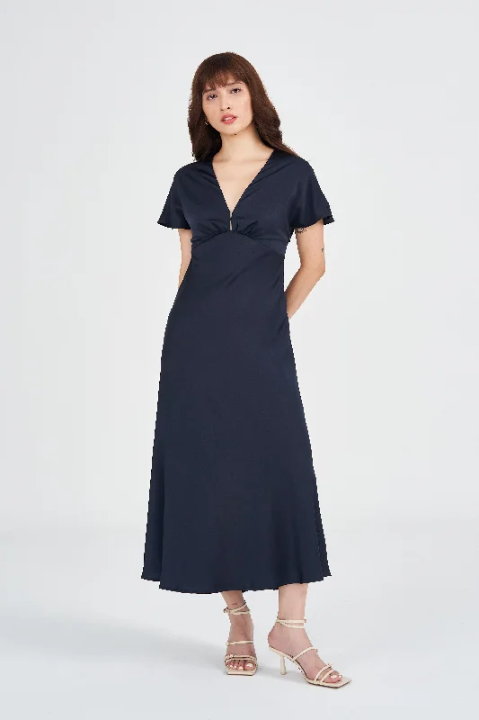 Morrigan V-Neck Flutter Sleeve Maxi Dress