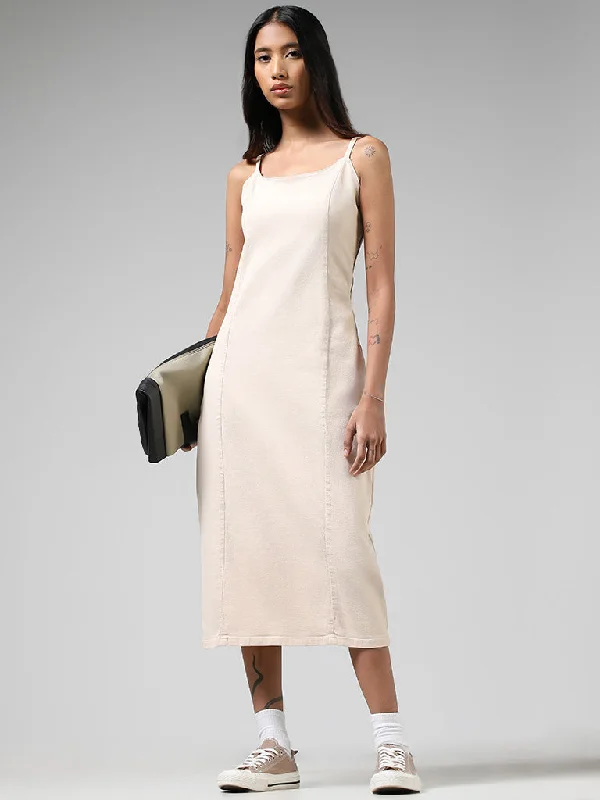 Nuon Cream Denim Midi Dress