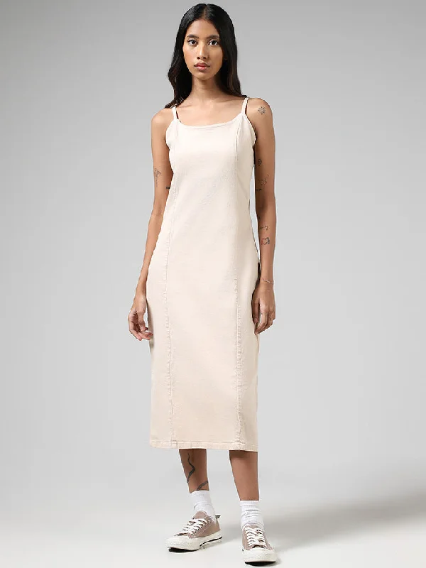 Nuon Cream Denim Midi Dress