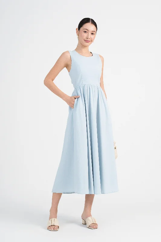 [Backorder] Veronica Cross-Back Maxi Dress in Light Blue