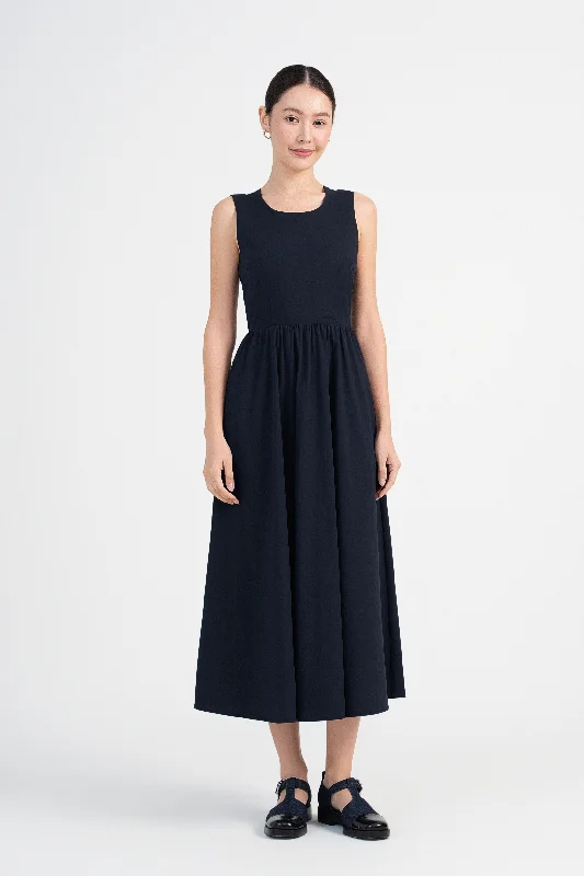 [Backorder] Veronica Cross-Back Maxi Dress in Navy Blue