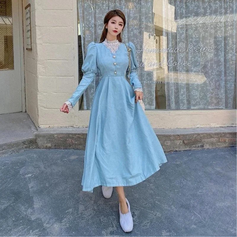 Vintage Balloon Sleeve Maxi Dress Luxury maxi dresses