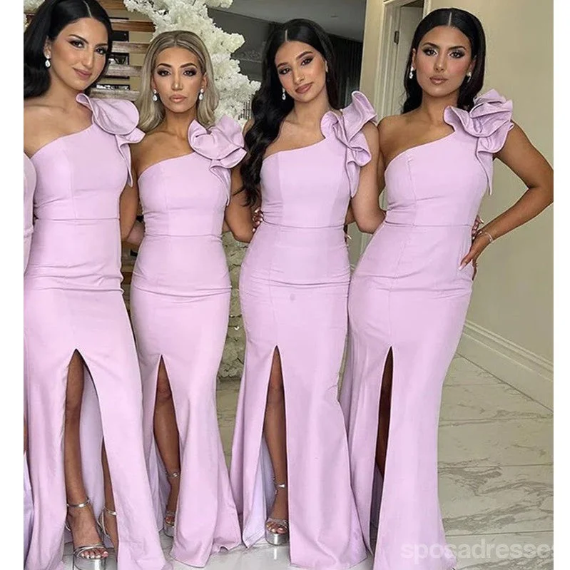Elegant Mermaid One Shoulder Side Slit Maxi Long Bridesmaid Dresses For Wedding Party,WG1811 H&M maxi dresses